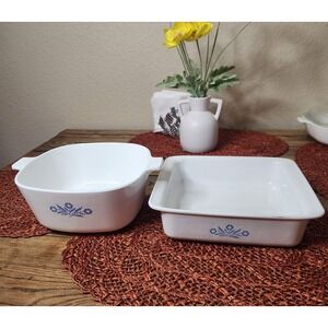 VINTAGE CorningWare 2 piece Set. Blue Cornflower.